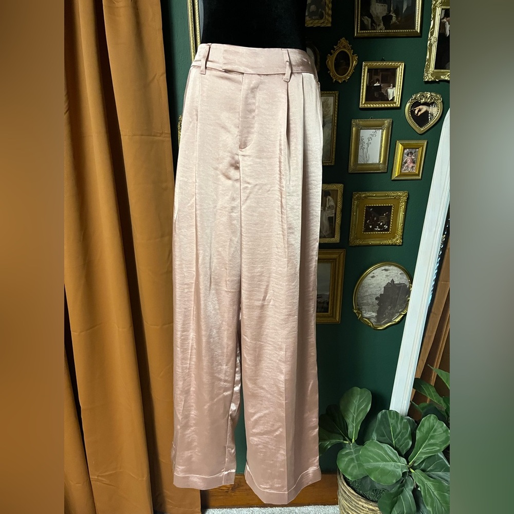 a new day Satin Wide-Leg Pants in Rose Gold Pink